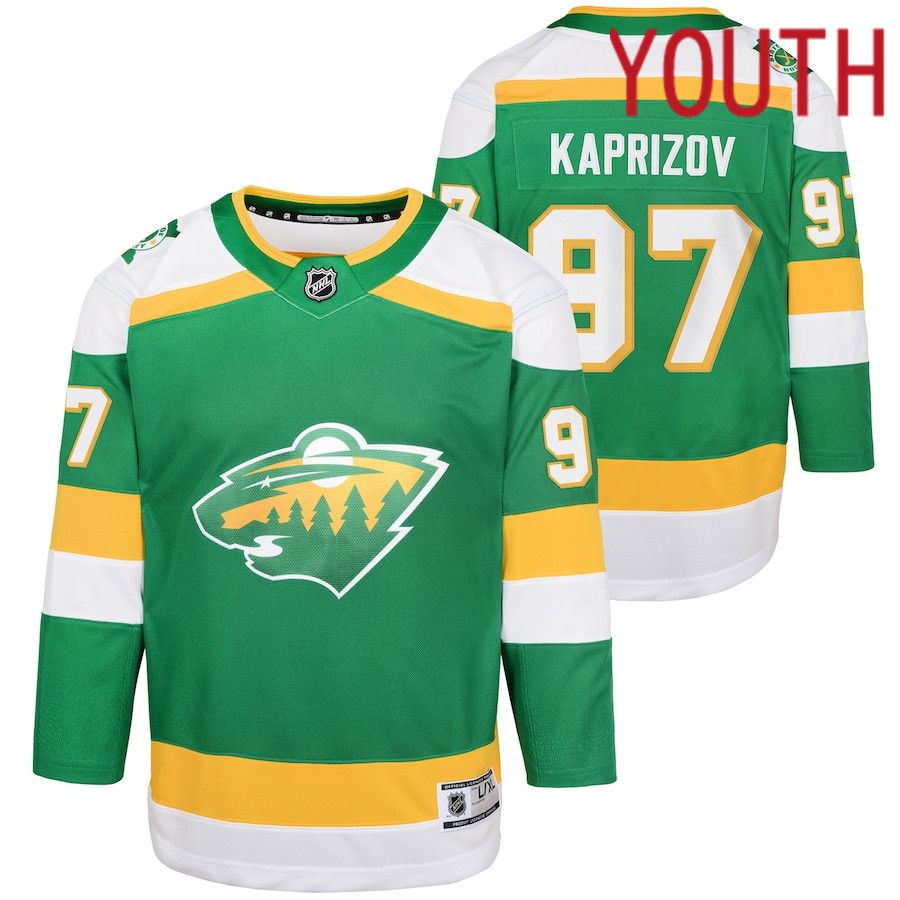 Youth Minnesota Wild #97 Kirill Kaprizov Green 2023-24 Alternate Replica Player NHL Jersey